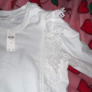 Anthropologie Cream Lace Detail Sweater